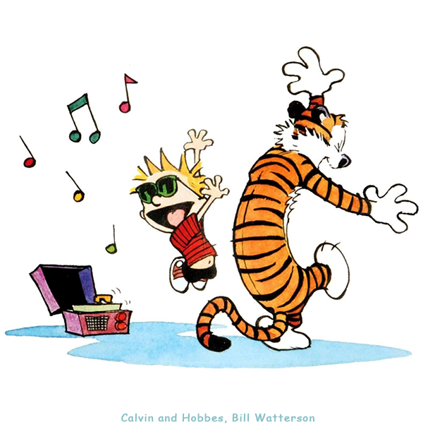 calvin and hobbes rock out